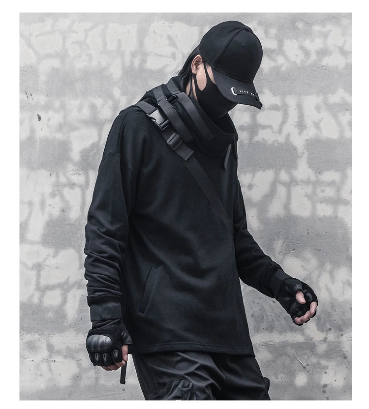 Harajuku chrome print featuring hip hop hoodies pullover hooded sweatshirts harajuku gothic streetwear skateboard new casual long sleeve loose tops men hoodies