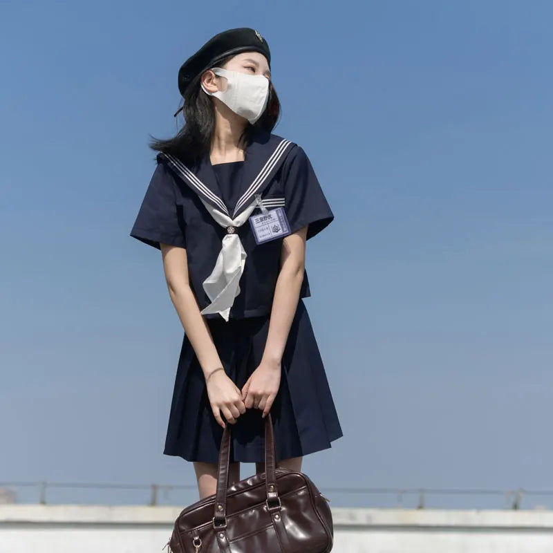 Navy Sailor Outfit Japanese Style School Uniform Skirt Girls JK Uniforms Student Sailor Dress Korean Student Seifuku COS Costume