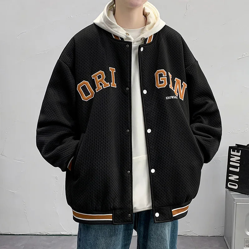 Red Leather Varsity Jacket Unisex Style
