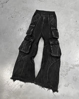 2024 new gothic retro jeans for men wide leg straight black y2k baggy jeans harajuku hip hop high waist denim pants streetwear unique jeans style 806