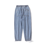 rainbowtouches men jeans fashion classic brand men wide legs elastic concise jeans casual trousers retro style boy loose pants unique jeans style 3149