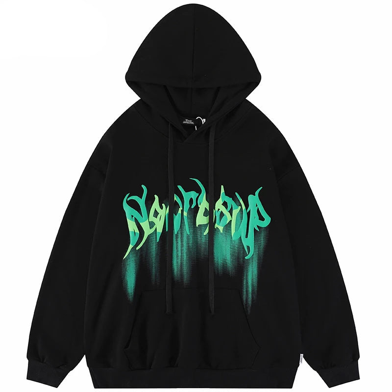 2023 Hip Hop Streetwear Hoodie Sweatshirt Letters Bubble Printing Hood