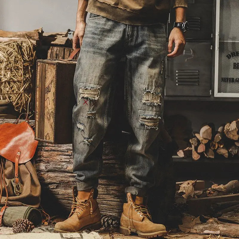 american high street personalized hip hop washed straight leg jeans for men and women loose and handsome trendy casual pants y2k vintage washed jeans