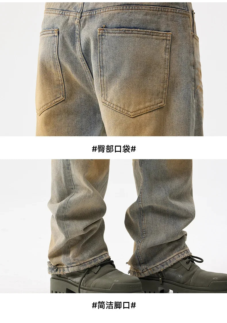 men patch hole distressed plus size denim pant ripped jeans streetwear fashion hip hop vibe loose casual baggy jeans trousers 40 unique jeans style 3186