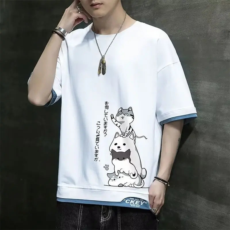 Y2k Aesthetic piece – New Mens Harajuku T Shirt Japan Graphic Hot Sale Cartoon Cas