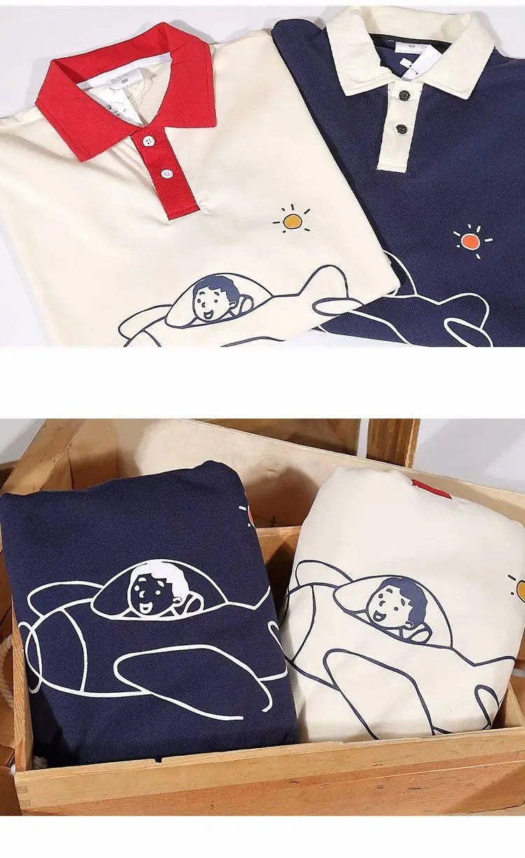 Harajuku Melting smiley – 2024 Summer New Trendy Men And Women Polo Short Sleeved Coup