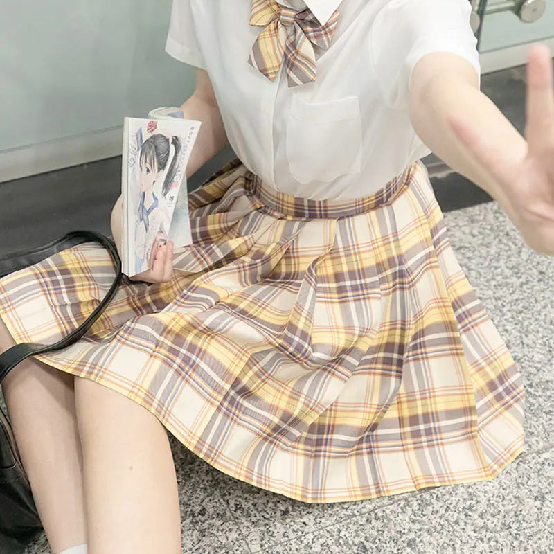 Jk Uniforms Gyaru School Uniform for Girl Student Pleated Skirt Uniform Set Women Short Sleeve Bow Tie Seifuku Japanese Style