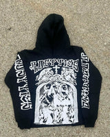 Fashionable Gothic Angel Pattern Letter Print Oversized Hoodie Womens