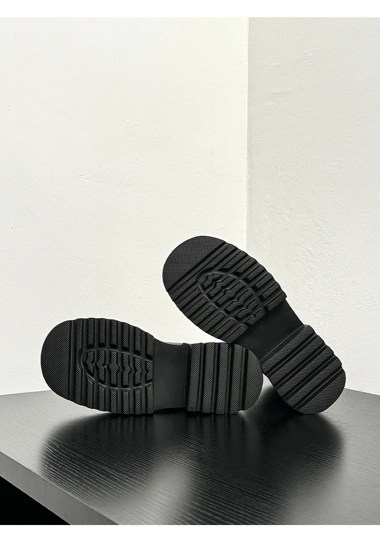 Genuine Leather Increasing Rubber Foam Sole Lightweight Derby Shoes Men Streetwear Fashion Real Cow Leather High Heels Shoes