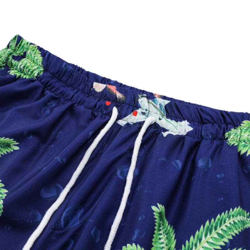 2 Pieces Sets Harajuku Printed Short Sleeves Shirts and Elastic Waist Shorts Joggers Summer Beach Streetwear Hip Hop Mens Sets