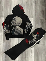 y2k vintage mummy graphic digital drawstring casual sports pants women street autumn winter set print hooded men sweatshirts urban fashion pants