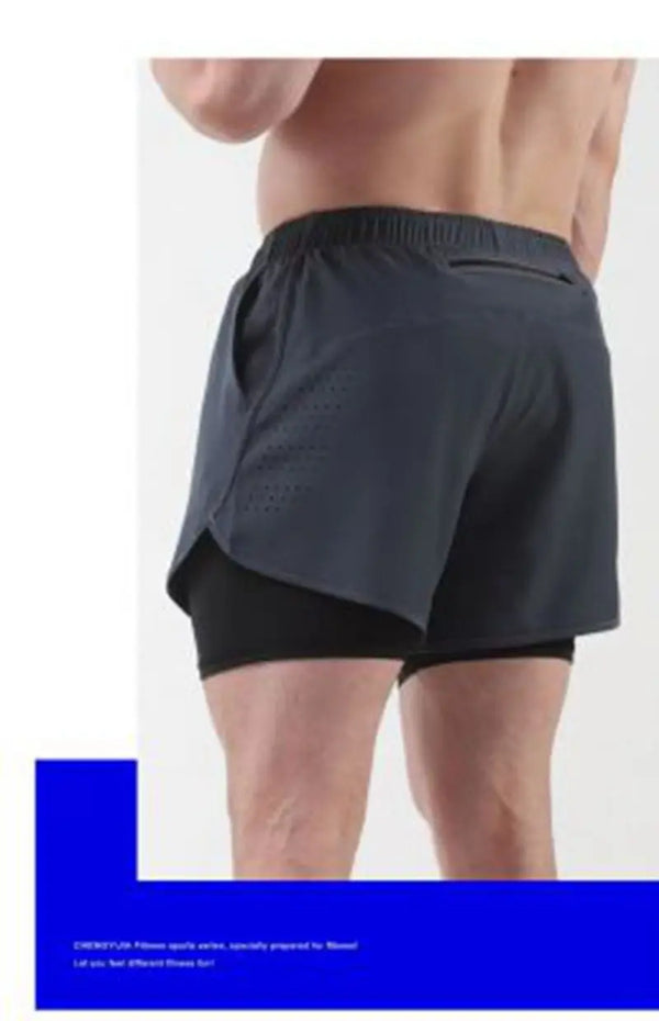 Summer Men's Sports Shorts For Men Gym Basketball Breathable Sweatpants Male Fitness Free Shipping Joggers 2 In 1 Quick Dry
