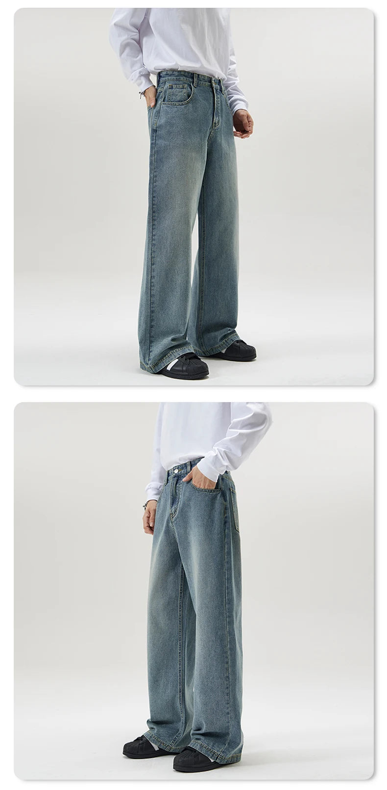 men wide leg straight streetwear fashion loose casual vintage denim baggy jeans pants women y2k jeans trousers unique jeans style 1865