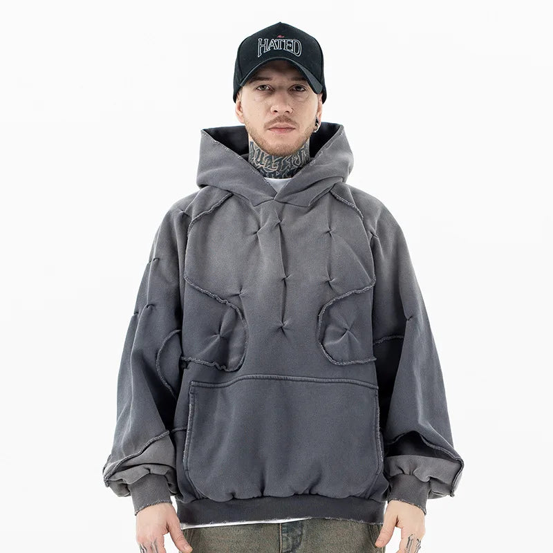 Oversized rapper-style hoodie with bold street typography