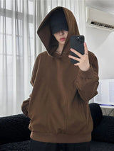 Oversized Urban Half Zip Hoodie – Autumn Fleece Button Up Neck Hip Hop Sweatshirts For Men Solid Color Oversized Y2K Hoodies High Street Fashion Hooded Tracksuit | Zip Knit Drop #125