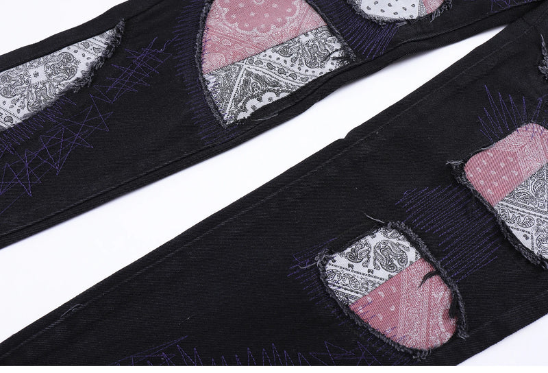 patchwork harajuku denim jeans mens zipper jeans hip hop fashion streetwear new casual straight joggers pants jeans for men unique joggers style 2475