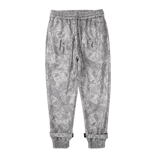 hip hop loose fit elastic waist pants fashion paisy ankle pants mens casual letter embroidery drewstring sportwear pants joggers streetwear sweatpants