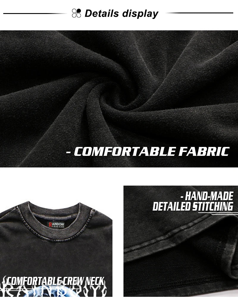 Gothic Streetwear – Rainbowtouches Men Lettered Printing Long Sleeve Top Rib Cre – Modern Streetwear for Everyone