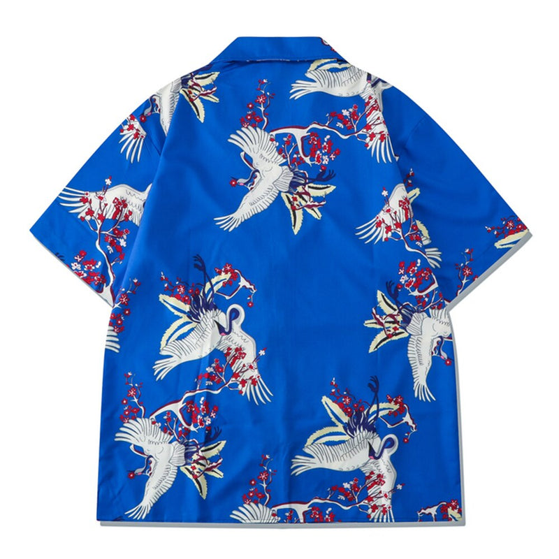 "Blue Crane" Unisex Men Women Streetwear Graphic Shirt Daulet Apparel