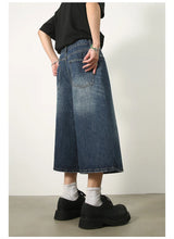 men summer streetwear fashion loose casual wide leg denim calf length jeans pants male vintage jeans baggy hosen pants unique jeans style 1490