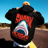 New In Anime Shark Graphic Printed Hooded Sweatshirts Men Hip Hop Fash
