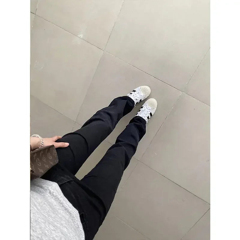 embroidered patchwork red checkered multi pocket jeans with high waist and slimming effect floor length pants baggy jeans women unique jeans style 2591