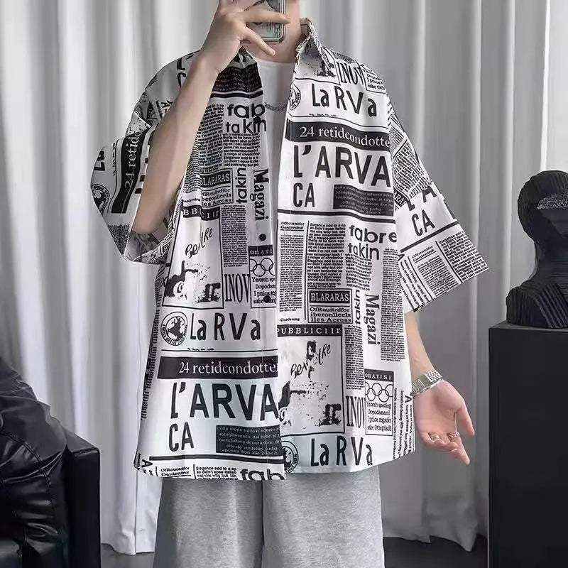 2023 Summer New Light Luxury Fashion Shirt Men Loose Casual Short-sleeved Shirt All-match Boutique Clothing Simple Style