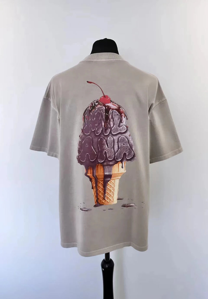 Anime Graphic tee – 2024 Summer New Street Style Ice Cream Print Short Sleeve Co