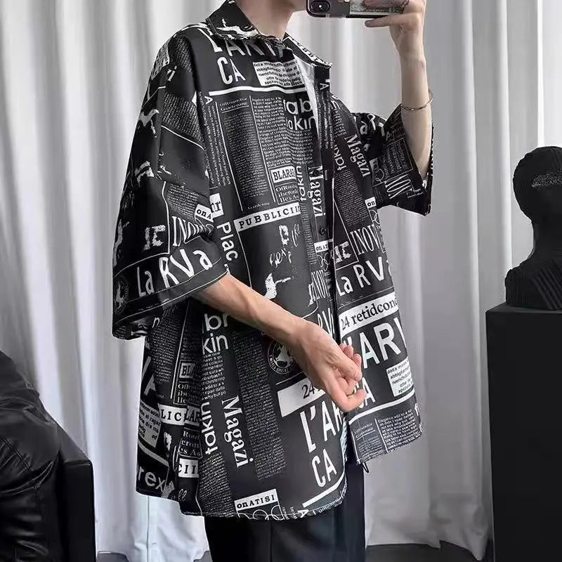 2023 Summer New Light Luxury Fashion Shirt Men Loose Casual Short-sleeved Shirt All-match Boutique Clothing Simple Style