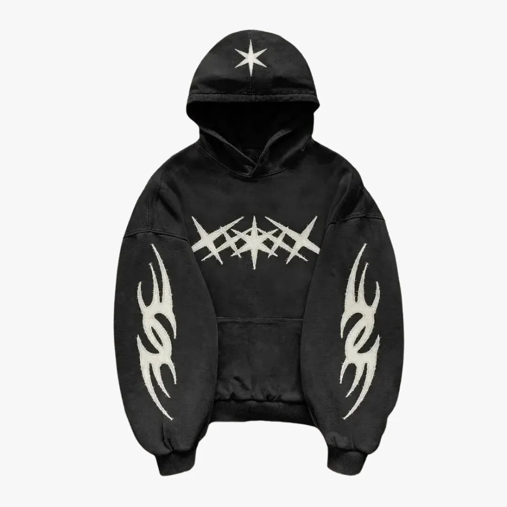 Skatercore Fit – Y2K Gothic Hoodie Loose Splicing Hoodies Women Geometric – Streetwear Fashion for Men & Women