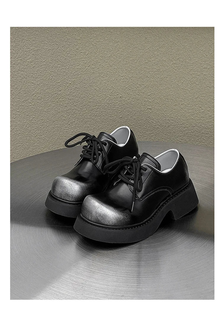 High Street Big Toe Leather Designer Shoes Men Women Streetwear Fashion Hip Hop Vintage Lightweight Casual Increase Derby Shoes