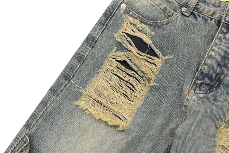 2024 ripped jeans high street straight trousers destroyed hole baggy denim pants vintage retro hip hop 1 unique jeans style 4637