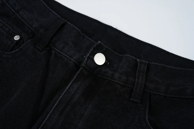 y2k streetwear embroidered ripped wide jeans for men washed destroyed torn flared jean male tassels hip hop jeans pants baggy unique jeans style 694