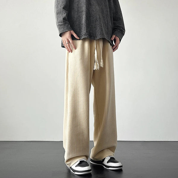 winter thickened pants men warm oversized wide leg pants men streetwear loose straight pants mens black beige thick trousers menswear bottoms