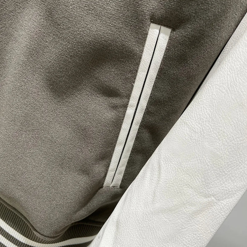 graphic outerwear featuring new luxury 2022 men beige embroidery tiger pu leather varsity coats jackets down coats cotton warm winter thicken a584 design – premium quality jacket for men