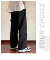 american retro straight leg cargo pants mens baggy casual outdoor gym trousers autumn thin tactical quick dry pantalones hombre unique cargo style 3437