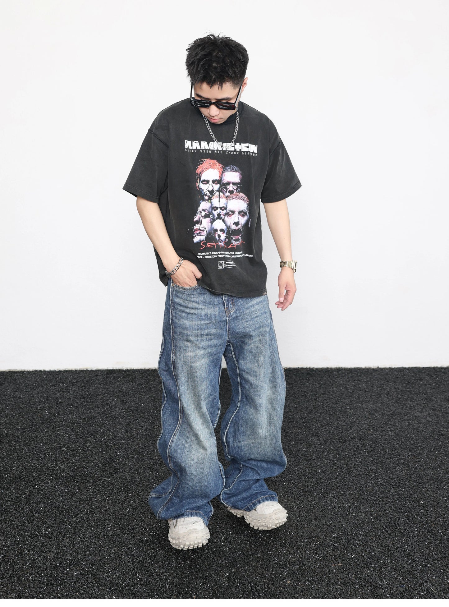 men high street twisted wave pants casual harajuku retro washed zipper straight trouser hip hop fashion streetwear baggy joggers unique joggers style 2896
