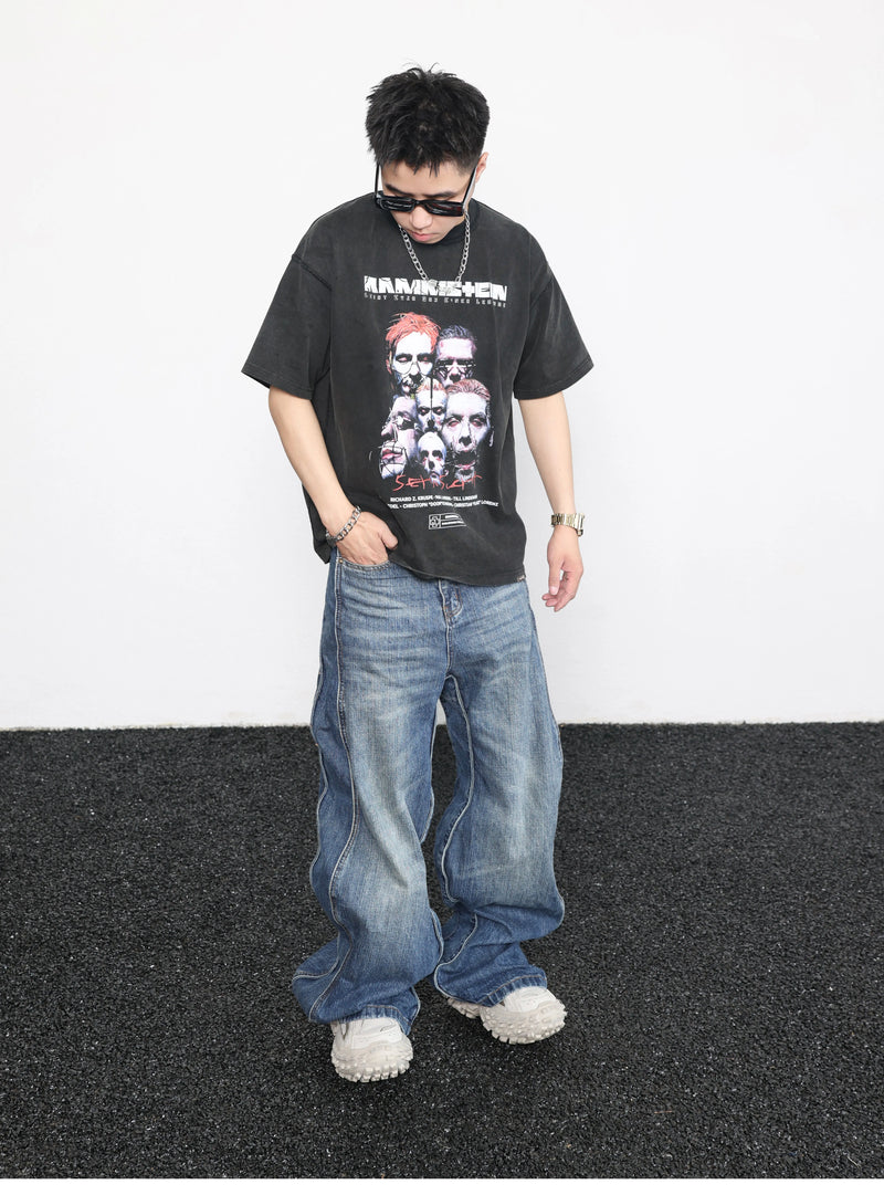 men high street twisted wave pants casual harajuku retro washed zipper straight trouser hip hop fashion streetwear baggy joggers unique joggers style 2896