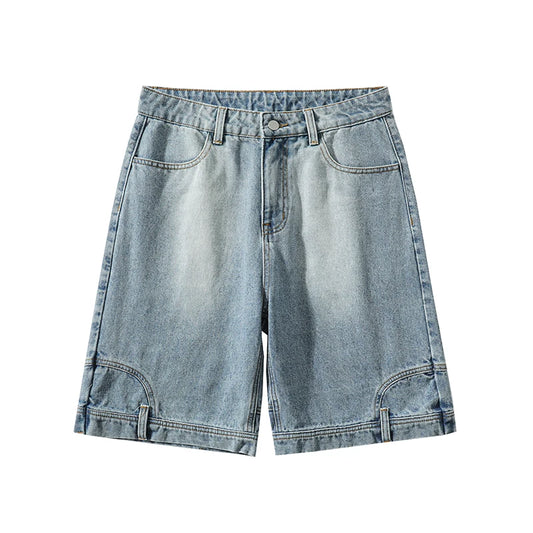 High Street Denim Short Retro Blue Jeans Summer New Men's Baggy Shorts Y2k Oversize Clothes Unisex Jeans
