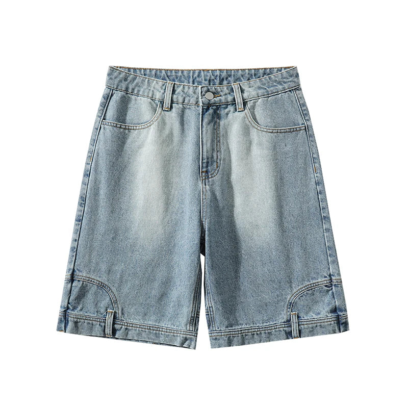 High Street Denim Short Retro Blue Jeans Summer New Men's Baggy Shorts Y2k Oversize Clothes Unisex Jeans
