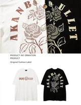 Harajuku Crying character – Floral Rose Graphic Printed Short Sleeve T Shirt For Men Hip
