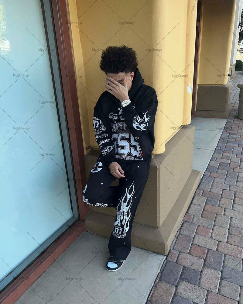 Y2K High Street Clothing Oversized Pullover Sweatshirt Mens 2023 Sprin