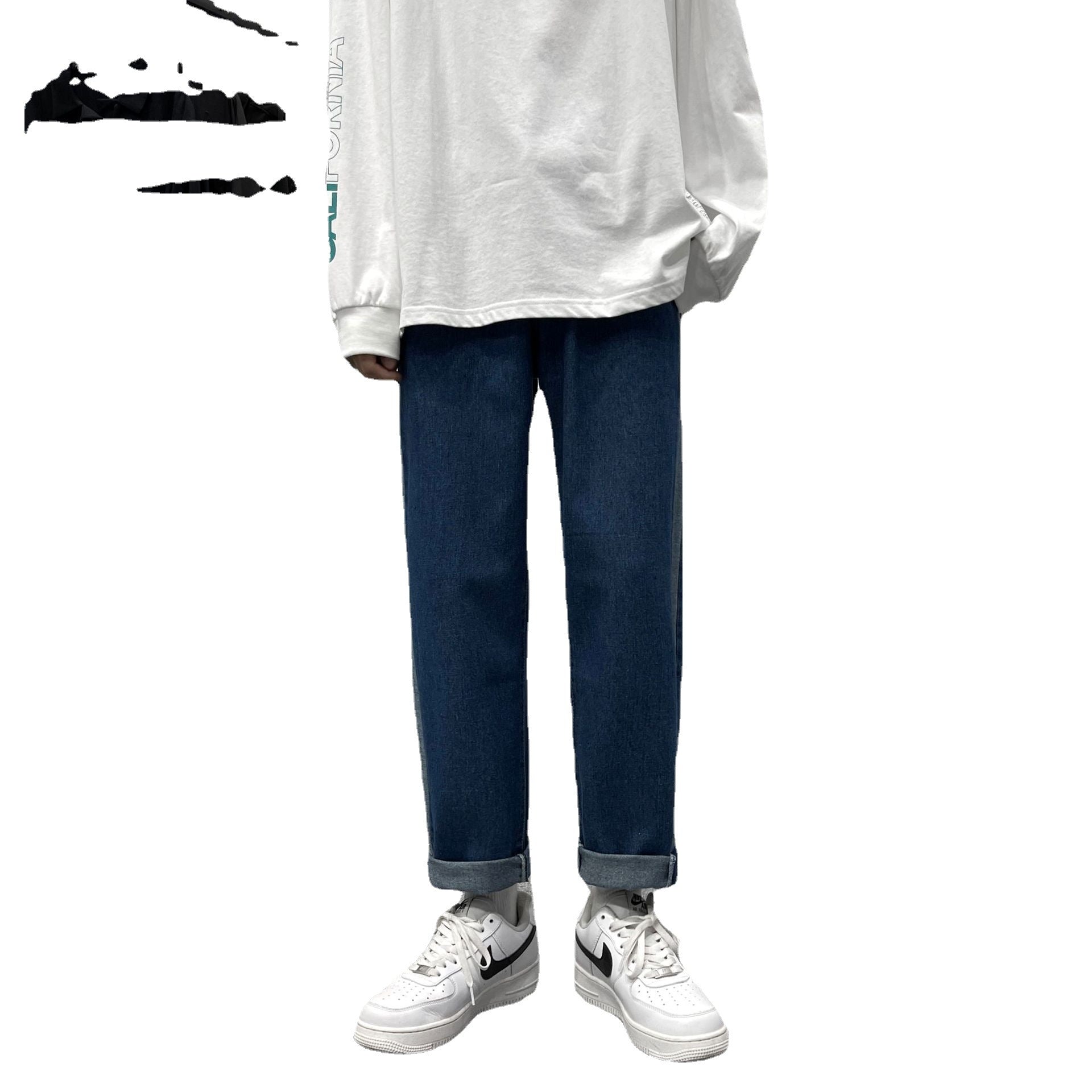 2023 summer new fashion straight jeans mens loose all match casual pants all match boutique clothing simple style unique jeans style 3866