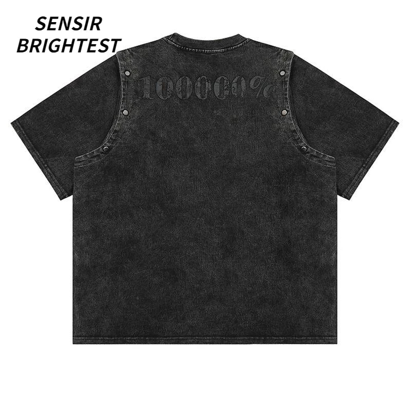 Skatercore Aesthetic piece – Summer Removable Sleeve Dressed Short Sleeve Knitted Wash Dr
