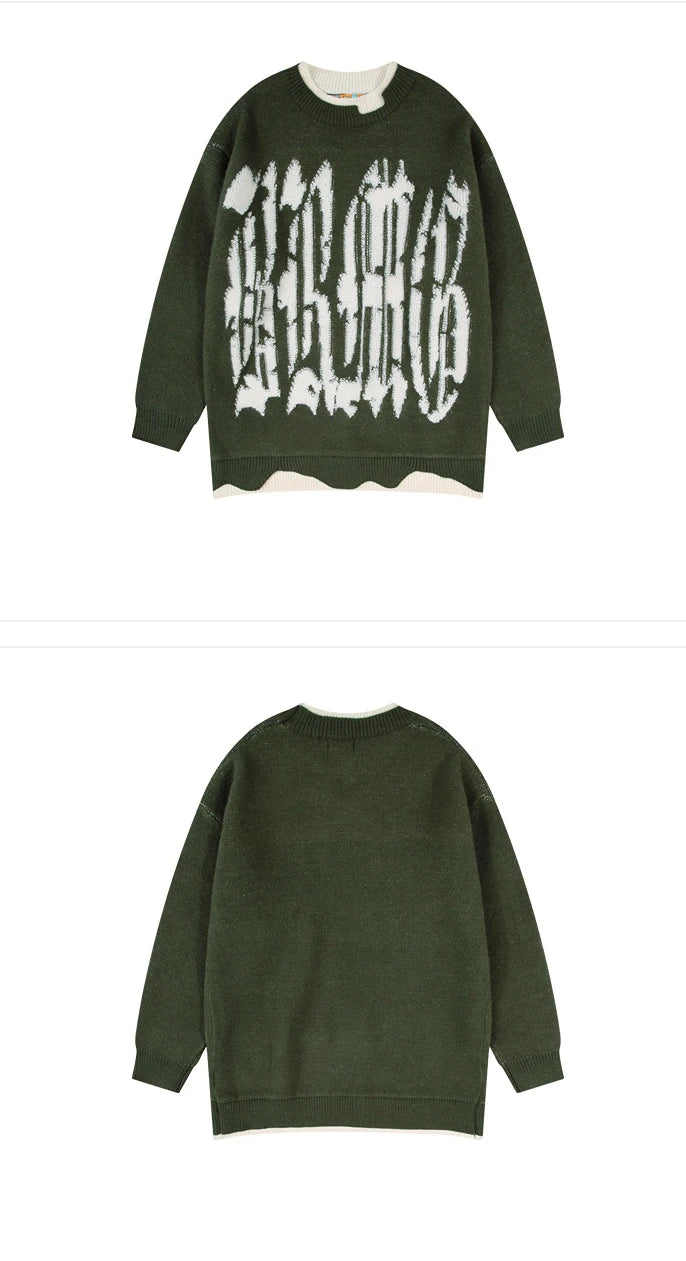 mens sweater fashion patchwork fake two pieces streetwear hip hop knitted sweaters pullover casual cotton sweater unisex clothes - graphic printed hoodie for men and women, oversized streetwear hoodie, 2025 streetwear drop
