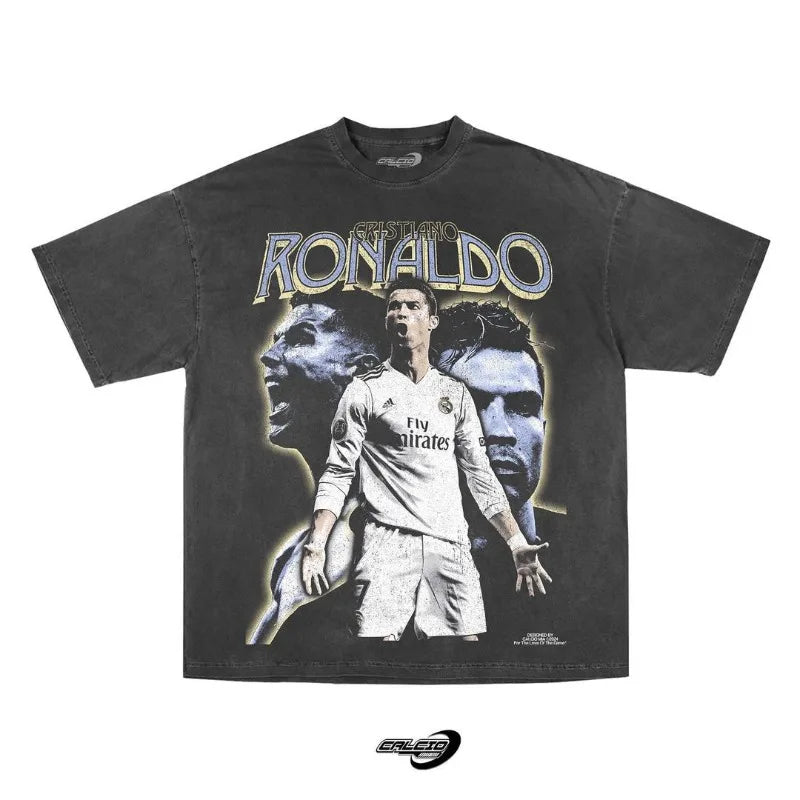 Trapwear Streetwear top – European And American Football Anime Portrait Print Top Men