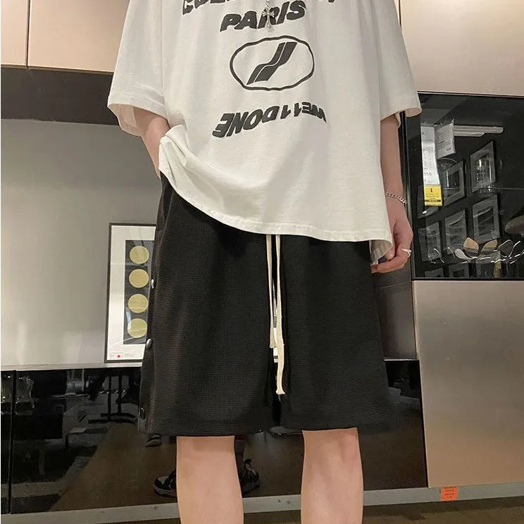 2023 summer new light luxury fashion pants men shorts casual loose beach pants all match boutique clothing simple style techwear shorts