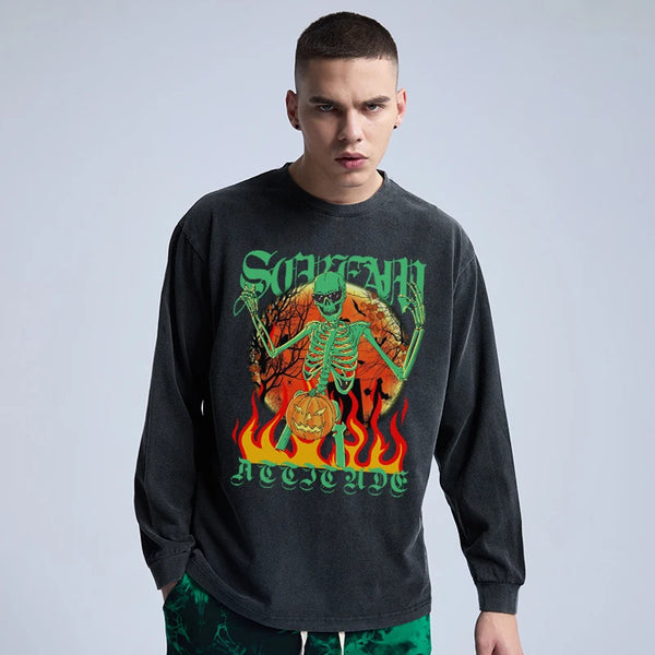 Harajuku Streetwear – Rainbowtouches Washed Mens Long T Shirt Unisex Vintage Fashi – Edgy Streetwear for All Genders
