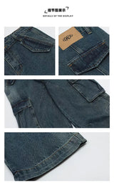 american spring and autumn street trendy personalized work clothes jeans for couples loose retro straight leg casual pants y2k unique jeans style 4985