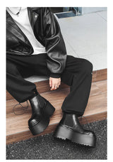 Increase Chelsea Men's Streetwear Fashion Thick Soled Platform Leather Casual Shoes Luxury Designer Boots Shoe for Men